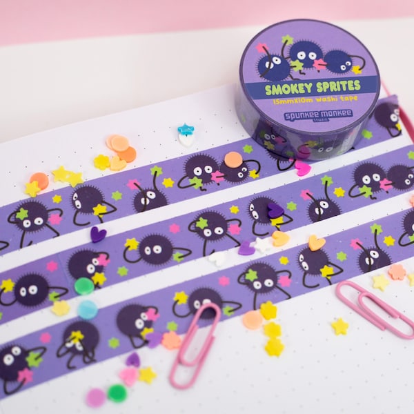 Smokey Sprites Washi Tape | Kawaii Soot | Washi Tape | Stationery Decorating | 15 MM x 10 M