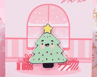 Evie the Christmas Tree Enamel Pin | Cute Kawaii Christmas Pin | Hard Enamel | 1 Inch