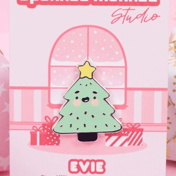 Evie the Christmas Tree Enamel Pin | Cute Kawaii Christmas Pin | Hard Enamel | 1 Inch