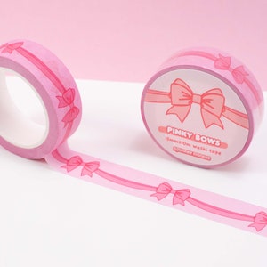 Fita Washi Pinky Bows | Laços Kawaii | Fita Washi Rosa | Decoração de Papelaria | 15 MM x 10 M