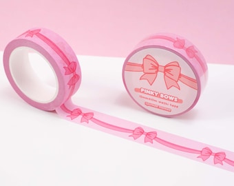 Pinky Bows Washi Tape | Kawaii Bows | Pink Washi Tape | Stationery Decorating | 15 MM x 10 M
