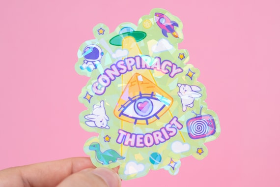 Conspiracy Theorist Sticker | Holographic Broken Glass | 3" | Waterproof Vinyl Die Cut Sticker