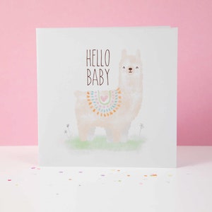 Hallo Baby | Schattige Lama Card | Baby Shower Card | Gender Reveal Card | Lege wenskaart | 5x5 Vierkante Kaart