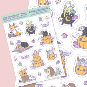 Pastel Hello Fall Revamp Planner Stickers | Autumn animals | Bullet Journal | Kawaii Fall | 6x4 Inch Sheet | Halloween Autumn Decorating