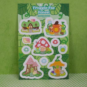 Stickers forestiers Froggie Fae | Noyau de fée | Bullet Journal | Grenouilles kawaii | Feuille de 6 x 4 pouces | Décoration d'automne printemps-été