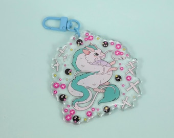 Haku Dragon Keychain | River Spirit | Acrylic Keychain | Epoxy Coated | 3" Charm