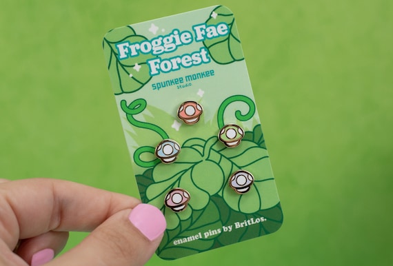 Mushroom Mini Pins | Froggie Fae Forest | Glitter Pin | Hard Enamel Pin | .4 Inch
