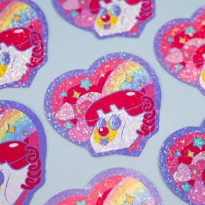 Townsville Hotline Heart | Glitter Stickers | 90&#39;s Baby |  2.5&quot; | Holographic Waterproof Vinyl Die Cut Stickers