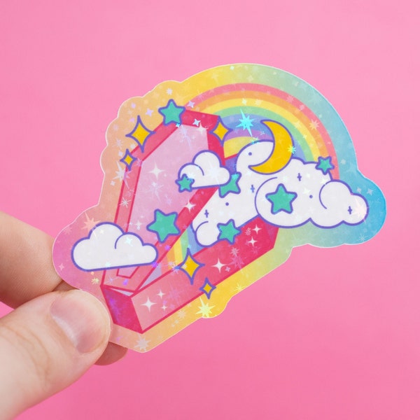 Night Magic | Pastel Coffin Sticker | Pastel Goth | 3" Sticker | Holographic Stars | Waterproof Vinyl Die Cut Sticker