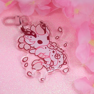Sakura Dragon Keychain | Acrylic Keychain | Epoxy Coated | 3&quot; Charm