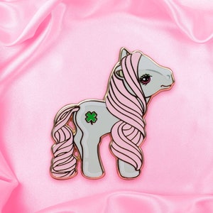 Retro Toy My Pretty Pony Hard Enamel Pins | Lucky Charm | Pastel 80's 90's Toy | 1.5 Inch Pin