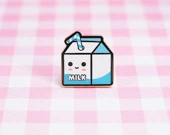 Milky Hard Enamel Pin | Cute Kawaii Pin | Little Milk Carton | 1 Inch Pin
