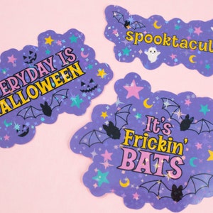Pastel Halloween Sparkles / Pastel Goth / 3"/ Holographic Waterproof Vinyl Die Cut Stickers All 3 Stickers