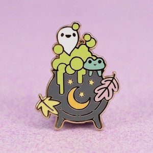Bubbly Cauldron Cuties Pin | Kawaii Pastel Halloween Pin | Hard Enamel | 1.1 Inch