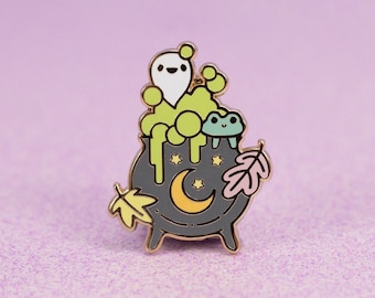 Bubbly Cauldron Cuties Pin | Kawaii Pastel Halloween Pin | Hard Enamel | 1.1 Inch