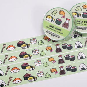 Silly Sushi Washi Tape | Kawaii Sushi | Stationery Decorating | 15 MM x 10 M