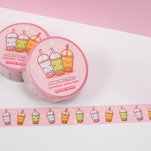 Boba Bes-Teas Washi Tape | Kawaii Bubble Tea | Pink Washi Tape | Stationery Decorating | 15 MM x 10 M