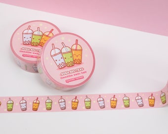 Boba Bes-Teas Washi Tape | Kawaii Bubble Tea | Pink Washi Tape | Stationery Decorating | 15 MM x 10 M