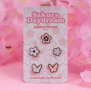 Sakura Mini Pins | Sakura Daydream Collection | Kawaii Pastel Pink Pins | Hard Enamel | .5 Inch