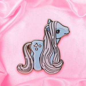 Retro Toy My Pretty Pony Hard Enamel Pins | Moon and Stars | Pastel 80's 90's Toy | 1.5 Inch Pin