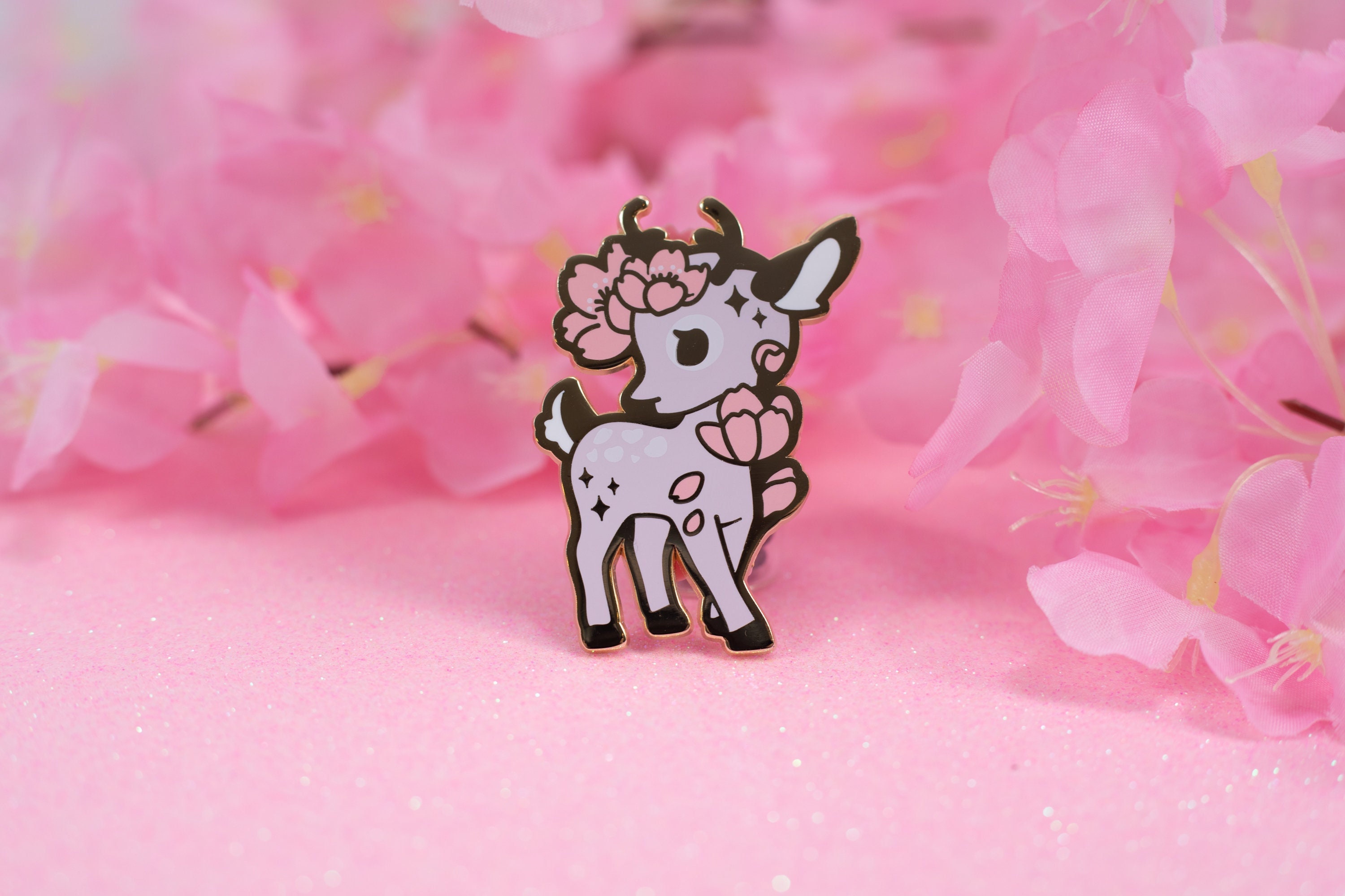 Sakura Deer Pin | Sakura Daydream Collection | Kawaii Pastel Pink Pin | Hard Enamel | 1.71 Inch