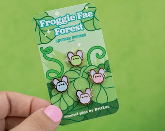 Froggie Fae Mini Pins | Froggie Fae Forest | Glitter Pin | Hard Enamel Pin | .5 Inch