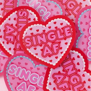 Single AF Sticker | Red and Pink Sweet heart | 2.5&quot; Sticker | Waterproof White Vinyl Die Cut Sticker
