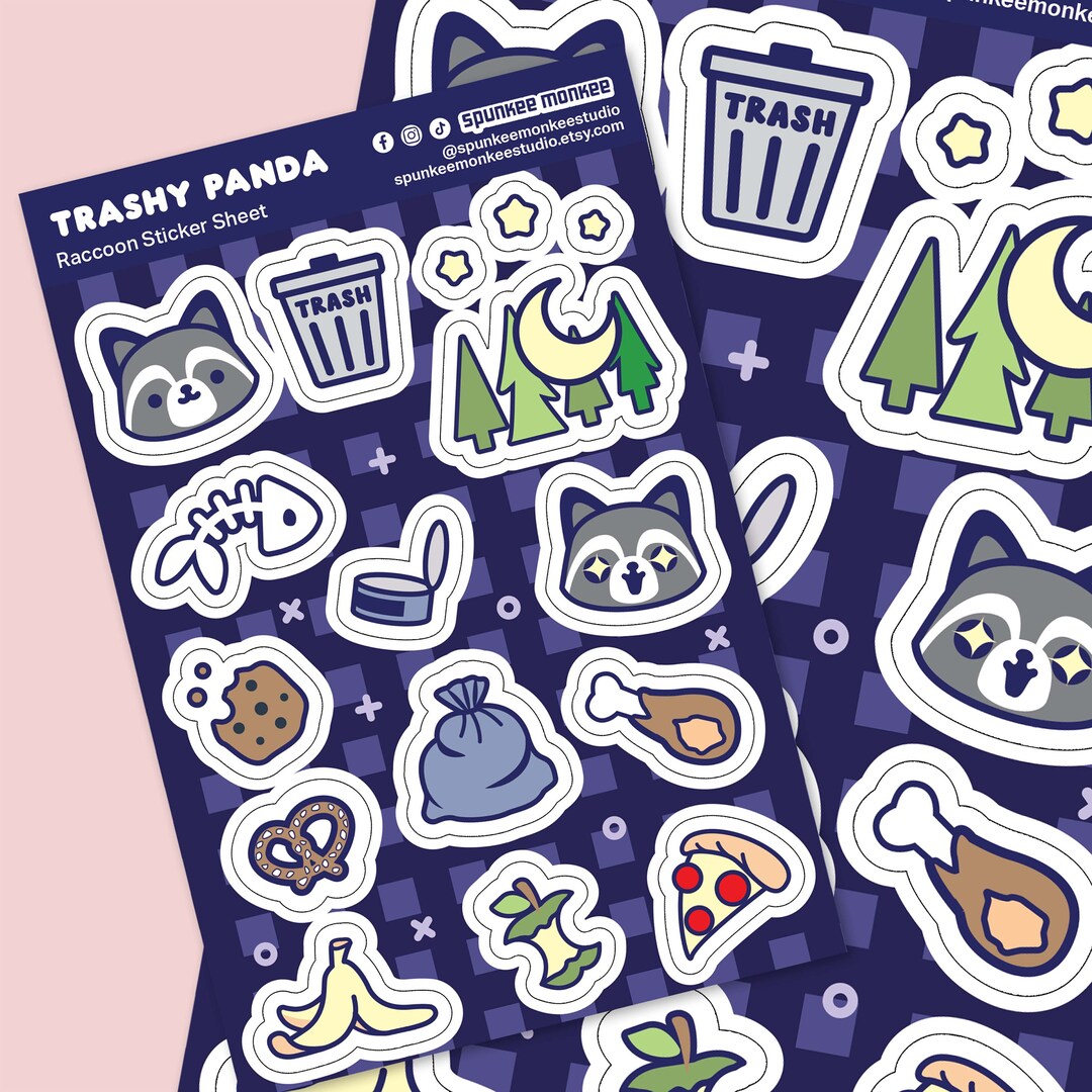 Trashy Panda Sticker Sheet | Cute Bullet Journal Planner | Kawaii ...