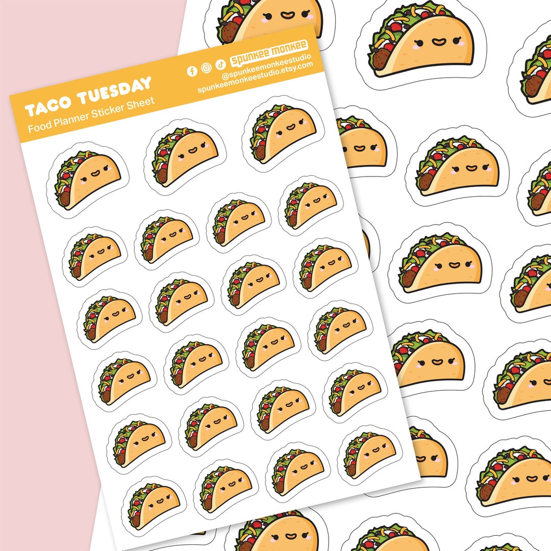 Taco Tuesday Food Sticker Sheet | Cute Bullet Journal Planner | Kawaii ...