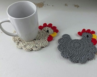 Chicken Coaster Crochet Pattern + Video | Farmhouse Kitchen Decor PDF | Beginner-Friendly Crochet