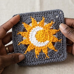 Sun and Moon Granny Square Pattern | Crochet Celestial Square PDF for Blanket, Tote, Coaster