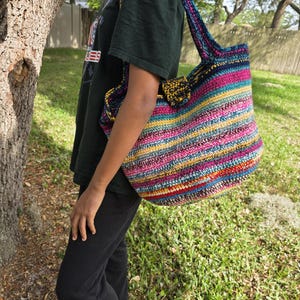 Handmade Crochet Tote Bag: Unique Acrylic Yarn Purse