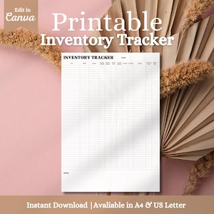 Printable Inventory Tracker, Business Stock Template, Inventory Log Checklist, Inventory Template, Tracker Spreadsheet, Etsy Stock Planning