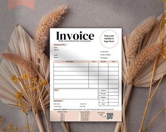May include: A printable invoice template with a minimalist design. The document features sections for customer details, descriptions, and totals. Text includes "Invoice", "Thank you in advance for your payment", and "Instant Download". The template is available in US Letter and A4 sizes.