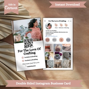 Instagram Business Card, Craft Template, QR Code Business Card, IG Business Card, Social Media Template, Instagram Profile Business Card