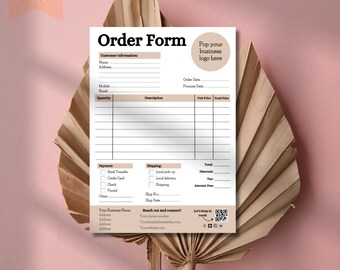 Custom Order Form Template, Purchase Order Form Template,  Order Form Template, Order Form Editable, Order Form For Small Business, Boho