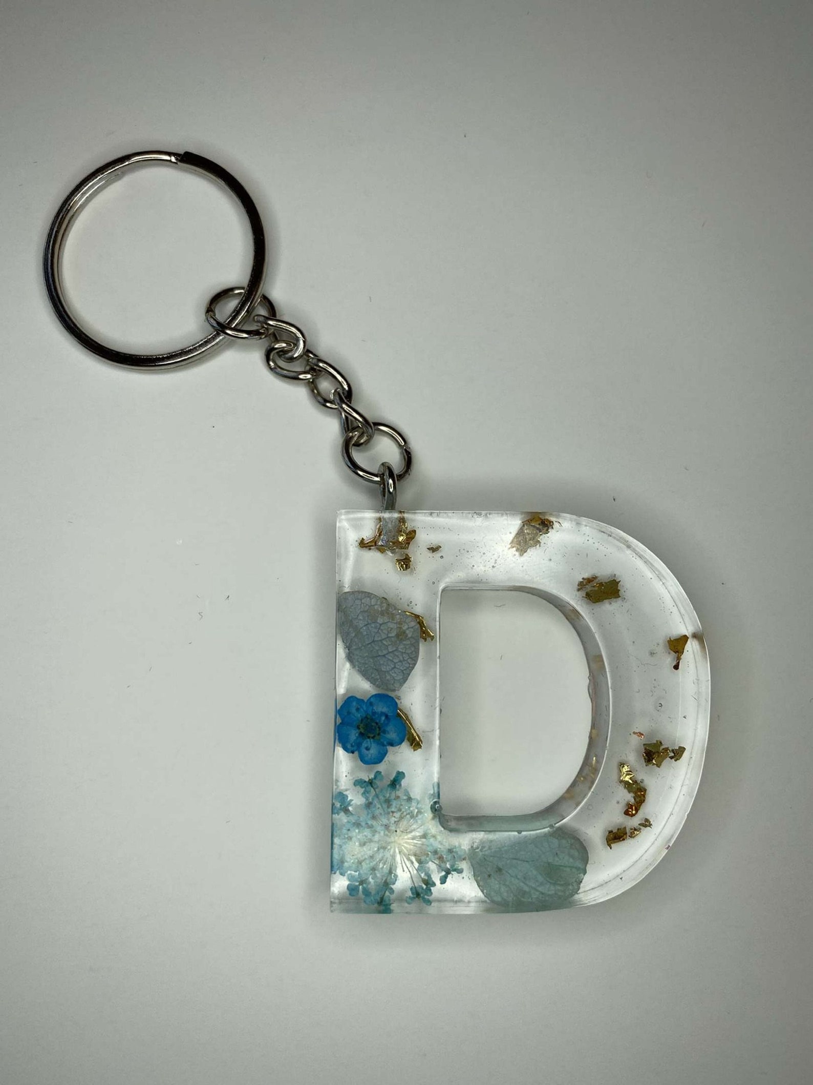Custom Resin Keyring Flower & Leaf Initial Keyring Etsy