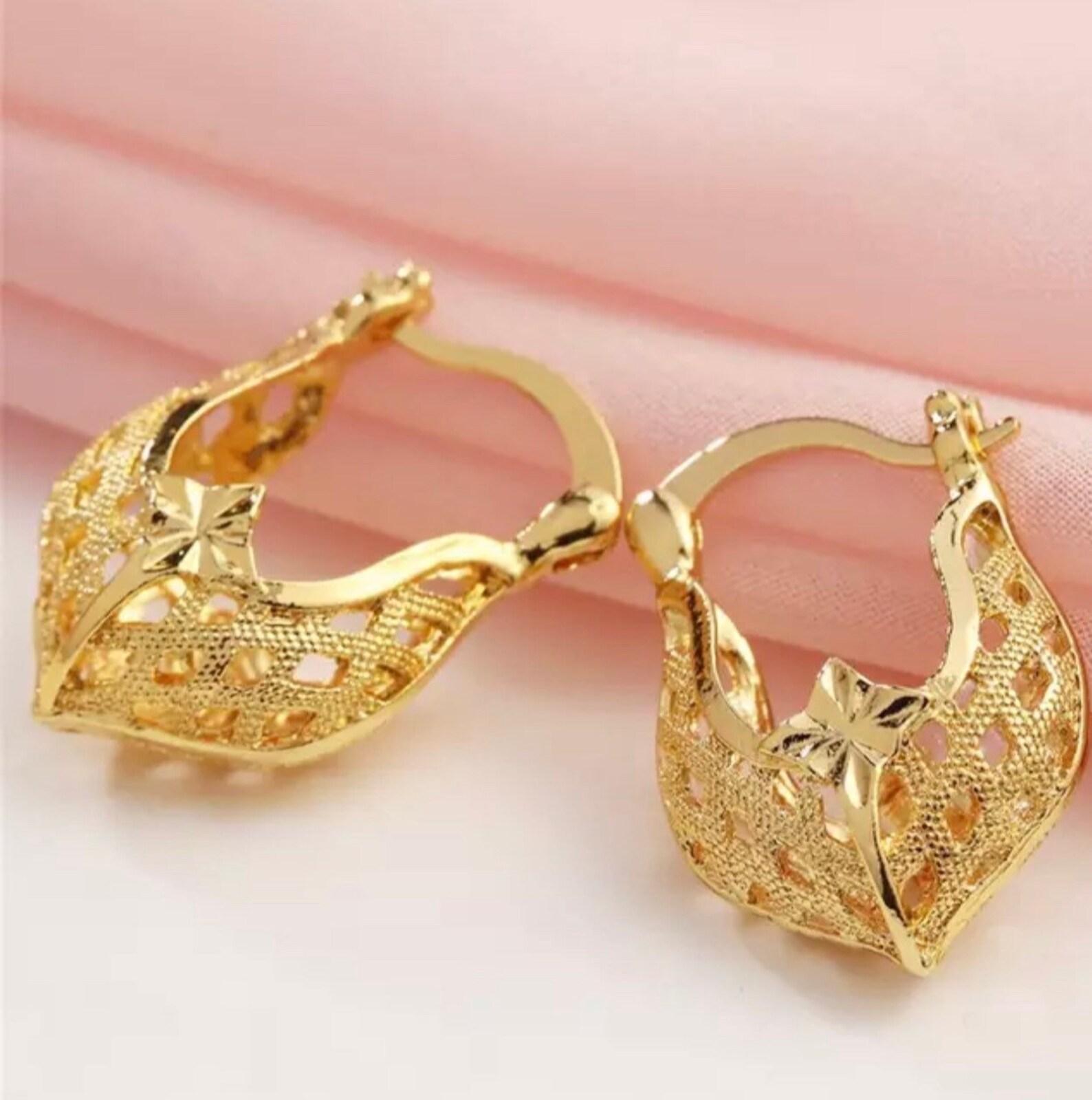 24K Dubai Gold Plated Hoop Earrings Meet Royalty Etsy
