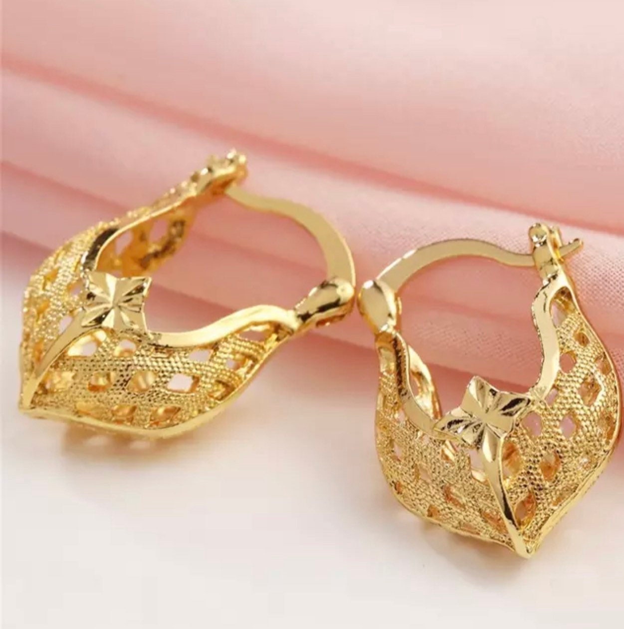 24K Dubai Gold Plated Hoop Earrings Meet Royalty Etsy