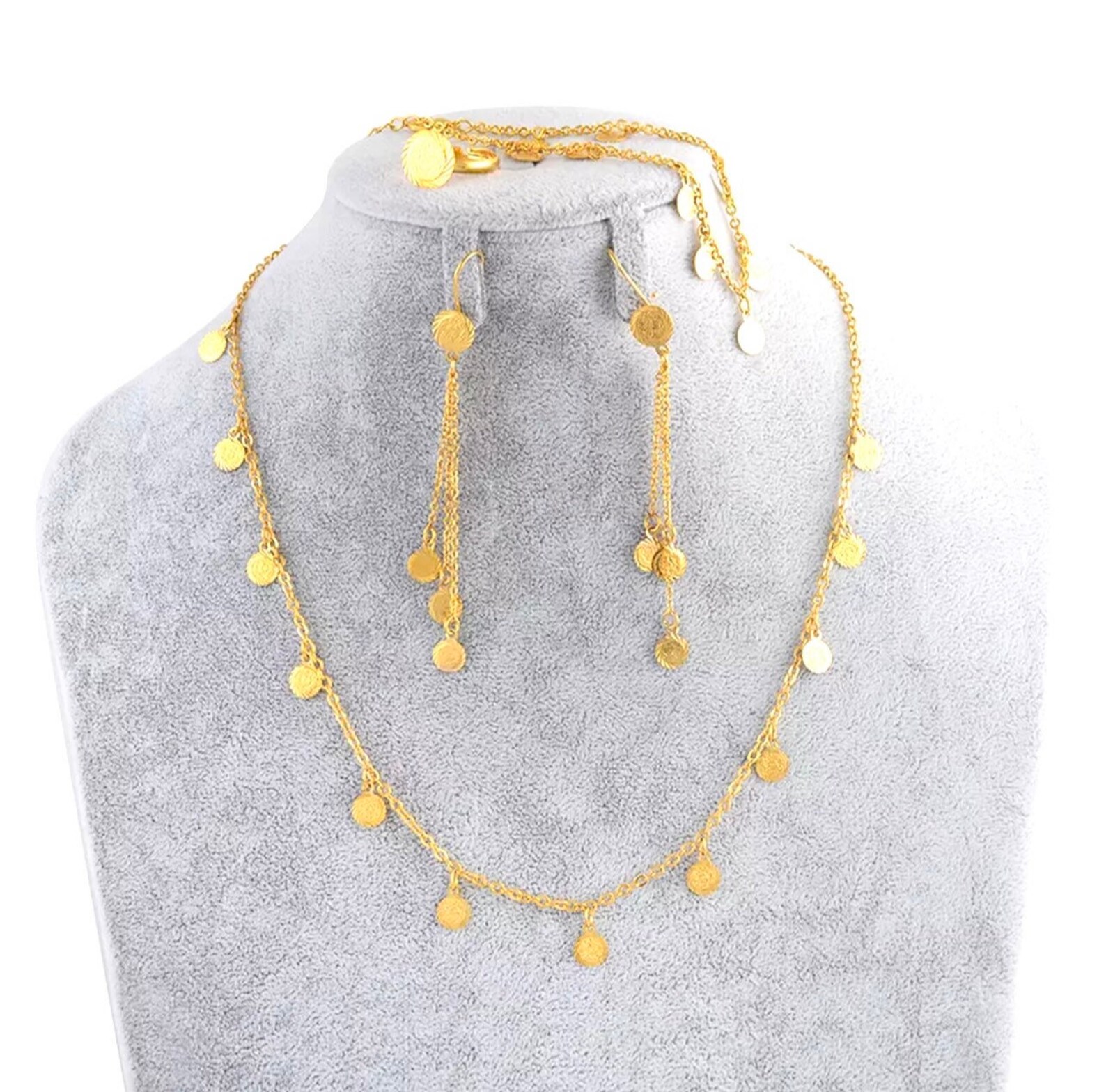 24K Dubai Gold Plated Set of 4 Coin Jewelry Set Necklace Etsy