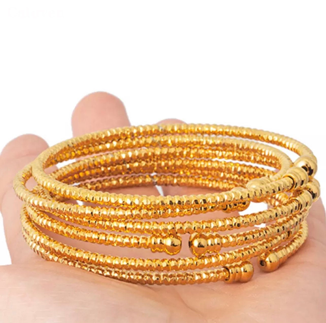24K Dubai Gold Plated Set of 6 Bangle Bracelets Etsy
