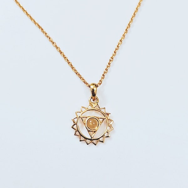 Solar Plexus Chakra Citrine Pendant with Chain in Sterling Silver