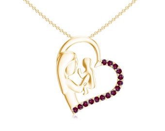 Elegant Rhodolite Garnet Necklace for Mothers Day Gift - Heart Shape Necklace -  Perfect Mothers Day Present - Mothers Day Jewelry - Pendant