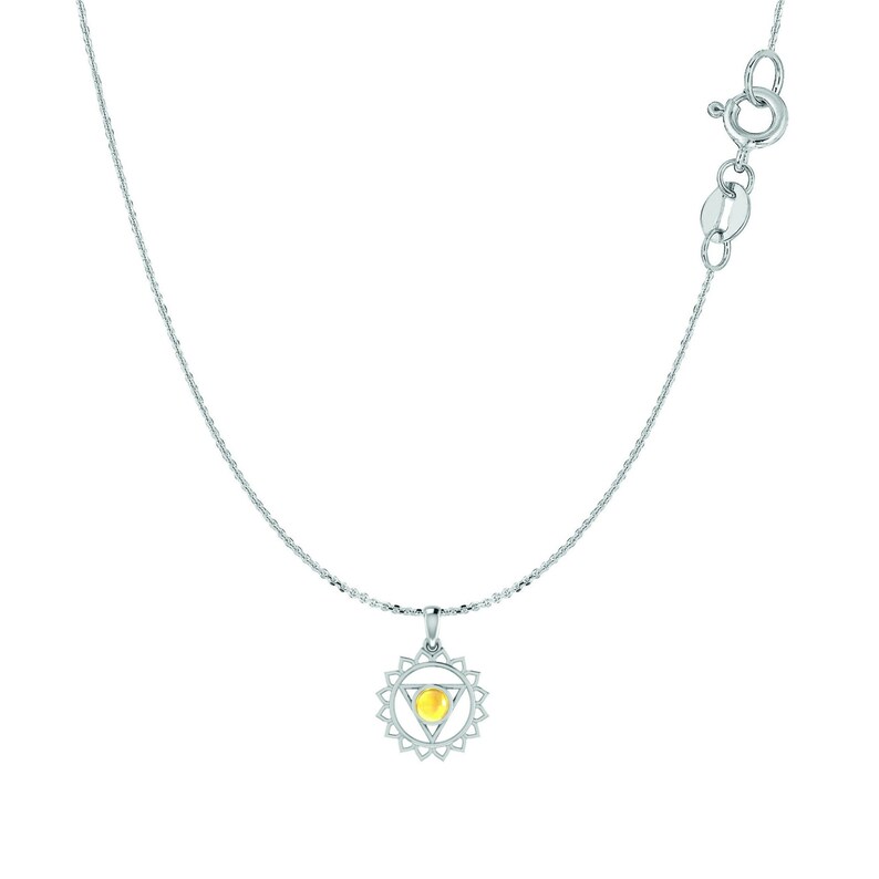 Solar Plexus Chakra Citrine Pendant with Chain in Sterling Silver image 3