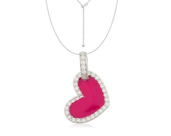 Vim & Vigor Heart Enamel Necklace crafted in 925 silver with Platinum Plating and Anti Tarnish