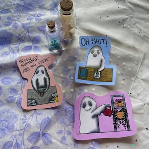 Spooky Ghost Sticker, Pack of 3 Stickers, Ghost Stickers, Journal Stickers, Planner Stickers, Spooky Stickers, Sticker Pack