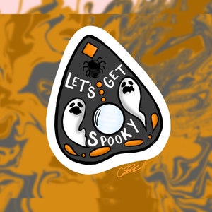 Arte de pared, Let&#39;s Get Spooky Planchette Impresión de descarga digital, Arte digital, Impresión digital, Impresión espeluznante, Impresión de Planchette, Arte Planchette