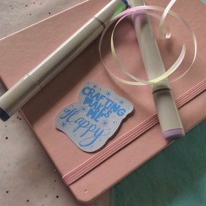 Pegatina del planificador, la elaboración me hace feliz pegatina mate troquelada hecha a mano, pegatina del diario