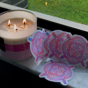 Pegatina Mandala, rosa, lavanda y azul claro Pastel Mandala pegatina mate hecha a mano, pegatina de diario, pegatina del planificador