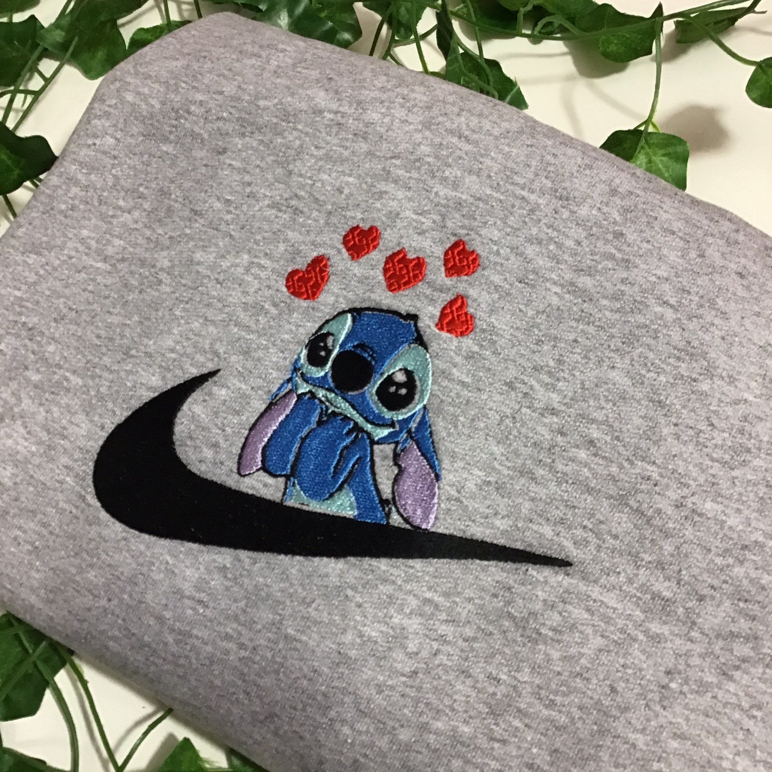 NEW Custom Embroidered NIKE Disney Stitch Heart Swoosh Logo | Etsy